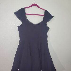 Killstar Aisling Party Dress. XXL Black Gothic Mini Dress with Lace Trim